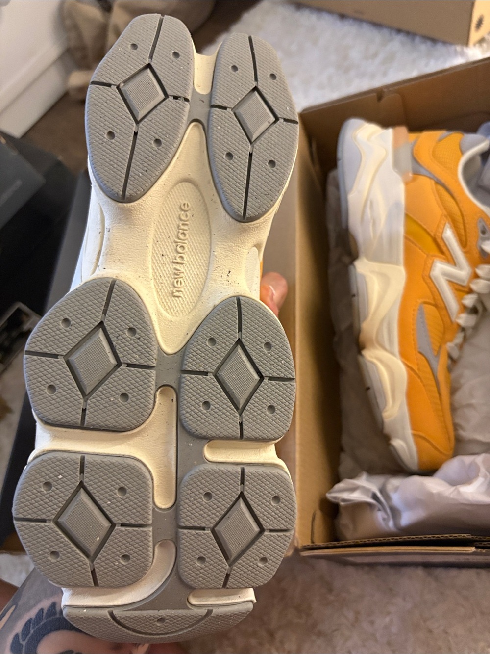 New Balance Orange and Gray Chunky Dad Sneakers - Picture 7 of 13